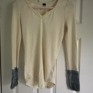 Free People Long Sleeve Split Neck Patch Henley Top M